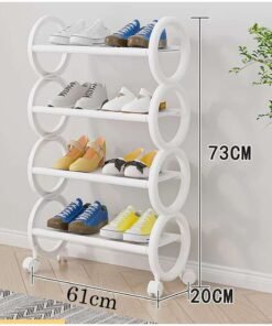 LINGWEI Stylish Shoe Rack with Rolling Wheels Shoe Organizer - Available in Black & White Options