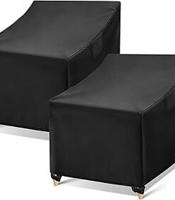 Outdoor Chair Covers, Waterproof, Black, Heavy Duty Wicker Garden Sofa Chair Cover, 2 Pack - 30" W x 37" D x 31" H