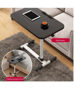 XiuWoo 360° Swivel Height Adjustable Foldable Side End Table and Mobile Computer Workstation Laptop Desk with Wheels
