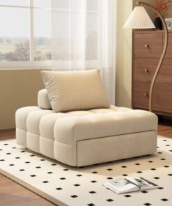 Alternative view of Organized Home Japanese Cream Style Puff Sofa Bed 3 in 1 Multi Function Bed Sleeper Extendable Lounge Chair Convertible Sleeper Sofa with Pillow for Living Room Small Space