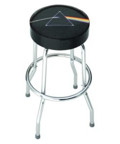 ROCKSAX Pink Floyd Bar Stool Dark Side of the Moon Logo with Padded Swivel Seat Chrome Legs and Footrest 76cm High x 52cm Diameter Officially Licensed Merchandise