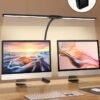 LOOPITYS Led Desk Lamp for Office Home, Bright Double Head Desk Light with Clamp, Architect Task Lamp 25 Lighting Modes Adjustable Flexible Gooseneck