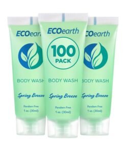 EcoEarth Travel Size Body Wash (1 fl oz, 100 PK, Spring Breeze), Delight Your Guests with a Revitalizing and Refreshing Hotel Body Wash, Quality Mini and Small Size Guest Hotel Toiletries in Bulk