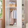 XiuWoo Portable Wardrobe Storage Closet Clothes Storage Cabinet with Curtain Clothes Rack Multifunctional Storage Clothes Hanging Multi-Layer Shelving for Living Room Bedroom