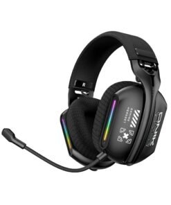 onikuma GT808 Wirless Gaming Headset with Microphone for PS5, PS4, PC, Mobile, Switch,Phone,Mac,Laptop: 2.4GHz Wireless + Bluetooth 5.3 + Wired - 40mm Drivers - RGB Light,Black