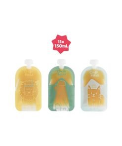 Badabulle 15-Pieces Reusable Food Storage Pouches- Multicolored, 150Ml