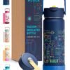 BEOLA 550ml Kids Water Bottle 18/8 Stainless Steel Double Wall Insulated Thermos Bottle with Straw Lid and Wide Mouth, Hot Cold Liquids Sports School Bottle (19oz,Pixel Play)