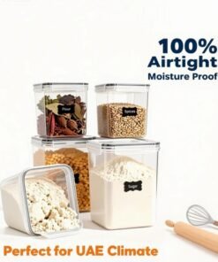 Vtopmart Airtight Storage Canisters, Vtopmart 4 Pcs Large Food Storage Container for Rice, Pasta Flour and Sugar, Cereal