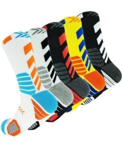 Joyelink Basketball Socks for Men Running Training Boys Compression Cotton Sock Men's Athletic Crew Socks Performance Thick Cushioned Sport Lightweight and Breathable 5 Pairs