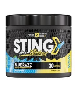 Sporter Sting Pre-Workout – Blue Razz | 30 Servings | Energy, Strength & Focus Booster | 180mg Caffeine | L-Citrulline, Beta-Alanine & B-Vitamins | Sugar-Free | Dietary Supplement – 240g