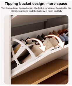 NKX Entryway Shoe Cabinet Large Capacity Three Tier Shoe Storage with Two Rack - Image 3