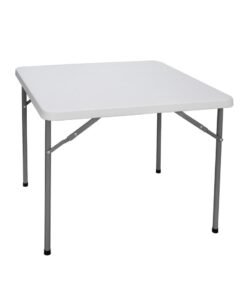 MAPLE HOME DECORATION Maple Home Plastic Folding Table Fold-in-Half Metallic Frame Portable Multi-purpose Carry Handle 2-4 Persons Dining Living Office Camp Picnic Beach Furniture 88*88*75cm