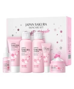 LAIKOU Sakura Skincare Set - 6 PCS Hydrating and Revitalizing Skincare Gift Set for Women, Teens, Moms & Daughters - Deep Cleansing, Anti-Aging, Nourishing, Even Skin Tone Treatment