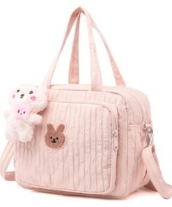 RATSAW Diaper Bag Tote for Baby Girl Mommy Bag Quilted Cotton Baby Diaper Bag Travel Diaper Multifunction Maternity Bag Travel Storage Bag Diaper Tote Bag without Doll