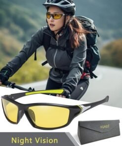 roaiss Polarized Night Vision Sports Glasses for Men Women, UV400 Protection Driving Glasses with PC Frame and Yellow Lens, Goggles for Baseball Running Fishing Golf