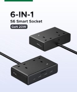 Ugreen 2990W Power Strip  Home Extension Plug With 2AC Ports 3A1C Fast USB Charger 20W With 1.5M Extension Cable Charging Station Space Saving Suitable for  Living Room Bed Room Kitchen Outdoor