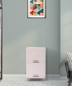 NOVATIC Plastic Cabinet for Storage Foldable Wardrobe for Clothes | Cloth Rack for Storage Clothes Storage Cabinet Plastic Modular Drawer Storage Box Plastic Drawers Storage (White Cabinet_2 Shelf)