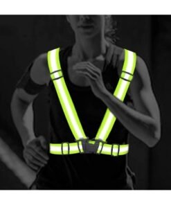 Scrolls Reflective Adjustable High Visibility Cross-Belt Harnes safety Vest, Reflective Running Gear, High Visible Reflective Gear for Sports Outdoor Cycling Supplies Protective Night Running, Adjustable Vest- Fluorescent Yellow-Green - Image 3