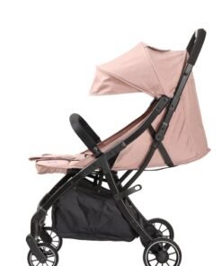 Hababy Y1K Baby Stroller, Lightweight Cabin Travel Stroller with Trolley Handle, 3 Recline Positions, 5-Point Safety Harness & Storage Basket – Light Khaki