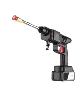 Huitich 21V High-Pressure Car Washing Water Gun with Storage Box Black Includes 1 Battery, 5-Meter Hose, and Tool Box.
