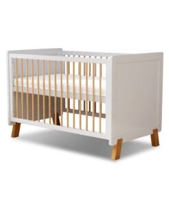 MEICI BABY Alex -3-in-1 Wooden Baby Cot Bed，Baby Crib，Convertible Baby Bed，3 Adjustable Bed Base Positions ，Short Guardrail， Mattress Included，From Birth to 6 Years