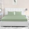 Noon East Queen Size Fitted Sheet | Soft 400TC Sateen Cotton Material | Light Green Desert Sage Color | 1 Fitted Sheet 150 X 200 Cm With 40 Cm Deep Pocket| Suitable For Queen Size Mattress