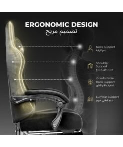 Alternative view of GTPLAYER #1USA Ergonomic Gaming Chair Fabric with Pocket Spring Cushion, Footrest & Armrests – Computer Video Game Desk Chair with Adjustable Lumbar Support & Headrest for Gaming & Office (Black) Black