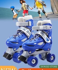 DUNISO Roller skates, children's indoor and outdoor skating shoes,adjustable size, double row with 4 wheels, suitable for girls and boys (XS, suitable for sizes 26 to 29)