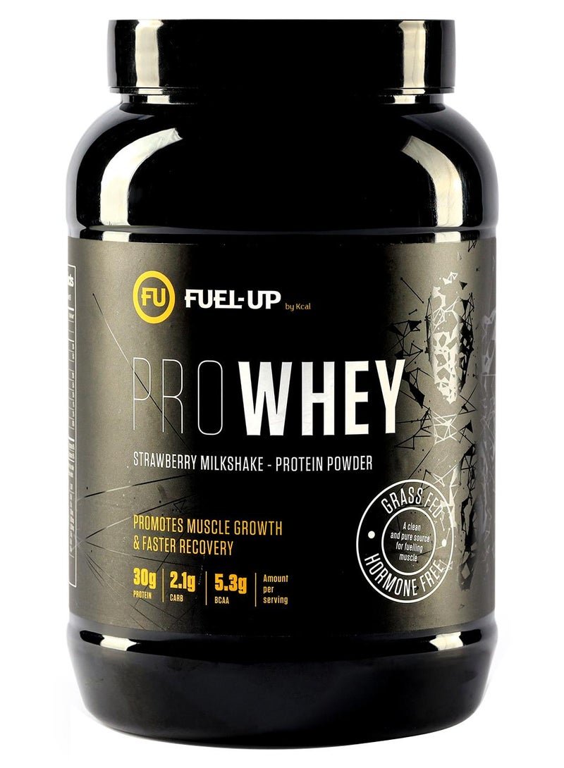 FUEL-UP by Kcal Pro Whey- Strawberry Milkshake Flavour, Whey Protein Powder,30G Protein, 2.1G Carb And 5.3G Bcaas Per Serving, 28Servings,2Lbs(907G)