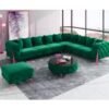 Maharat Al Bahar Regal Modern Luxury Fabric Sofa Set 6 Seater Graciously Elegant Living Room Furniture Green 320X90X80