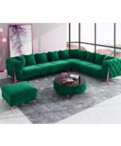 Maharat Al Bahar Regal Modern Luxury Fabric Sofa Set 6 Seater Graciously Elegant Living Room Furniture Green 320X90X80
