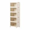 Organized Home Plastic Collapsible Storage Bins with Lids 5-Tier Folding Storage Box with Door and wheels Wardrobe Closet Organizer Toy Storage
