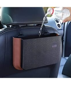 Luckam Waterproof Car Back Seat Garbage Bag with Clip,Hanging Car Trash Can, Collapsible Portable Small Car Organizer Holder Storage Pockets Container, Mini Trash Bin for Front Back Seat (Black)