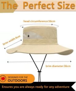 Alternative view of HAWAWA Fishing Hat Safari Cap Breathable Wide Brim Boonie Hat Bucket Hats with UV Protection Sun Protection For Fishing Hiking Garden Beach Men and Women(Beige)