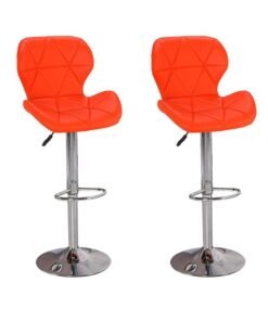 PU Genuine Leather Fashionable Bar Chairs, Counter Stool,  European-Style Front Desk Chairs, Modern And Simple Leather Rotating Bar Stools, Adjustable Height With 360° , Wide Seat Surface, High Stool Bar Counter Chair (2 PCS)