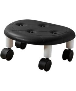 Round Low Rolling Stool, Universal Wheel Movable Mini Stool, Low Roller Seat Wheel Stool Chair Leather Little Low Small Stools Shoe Stool Swivel Stool for Home Office Sport