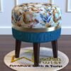 Wooden Twist Flank Puffy Ottoman Stool For Living Room