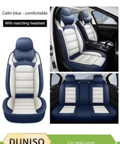 DUNISO Car Seat Cover, Universal Fully Wrapped Seat Cushion, Artificial Leather Car Backrest Seat Cover, Equipped With Headrest, Wear Resistant And Anti Slip, Suitable For All Seasons, Suitable For Most Car Seats