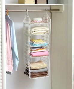 EcoMDeal 5 Layer Plastic Wardrobe Folding Clothes Storage Racks Dormitory Closet for Students Wardrobe Shelves Space Saving Hanging Organizer Storage Holders and Racks