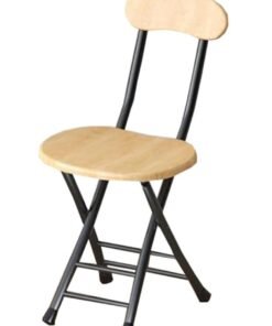 VITION Portable Folding Stool with Backrest, Counter Folding Stool, BarStool with Footrest, Breakfast Folding Chair Folding Stool for Kids Adult Kitchen Dorm Playroom Home Gardening (Wood/Black)