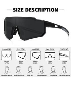 Happy D Outdoor Sports UV Protection Half Frame Sunglasses, UV400 Polarized Cycling Safety Sports Sunglasses Fishing Sunglasses, Windproof Goggles for Baseball Golf (Black) - Image 3