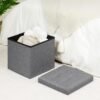 SKY-TOUCH Ottoman Seat Storage Stool, Folding Storage Ottoman Cube, Space-Saving Cube Footrest Seat for Bedroom, Hallway, Living Room,Light Grey,38 * 38 * 38cm 1 pack