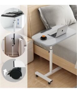 MIXDE 360° Swivel Height Adjustable Foldable Side End Table with Wheels