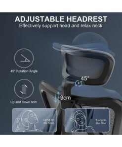 SIHOO M18 Ergonomic Office Chair, Swivel Chair with Adjustable Lumbar Support, Headrest and Armrest, Adjustable Height, Grey - Image 4