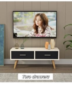 Alternative view of Modern TV Stand, Wood Entertainment Center with 2 Drawers, TV Console Table Media Cabinet  with Storage Drawers for Living Room Bedroom and Office,100*30*49cm (White, CJ100)
