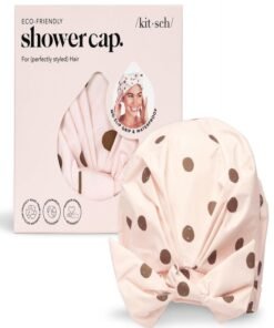 Kitsch Luxury Shower Caps for Women Reusable Waterproof - Large Shower Cap for Women, Non-slip, Quick-dry Hair Cap for Long and Short Hair, Comfortable and Stylish Design - Blush Dot