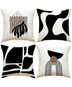 WAOKN Pillow Covers Set of 4,Pillow Covers Modern Sofa Throw Pillow Cover,Decorative Soft Cotton Linen Cushion Covers for Sofa Car 45 x 45 cm Square Throw Pillow Covers Pillowcases with Invisible Zipper