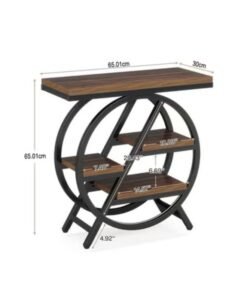Alternative view of KLNAMAEAAN Side Table for Living Room, 3-Tier Narrow Side Table with Storage, Wood Sofa Side Table Metal Frame Brown Color
