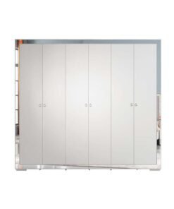 DANUBE HOME Ezekiel Wardrobe Cabinet Modern 6-Door Closet Clothes Storage Organizer For Bedroom White/Silver 244.5x61.5x200 cm