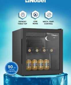 Nobel "NOBEL 50L Single Glass Door Freezer – Defrost TableTop, Mechanical Temp Control, R600a Refrigerant, Energy Saving, Low Noise, 220-240V~ for Home & Commercial Use"" - NBC90RH " 50 L 400 kW NBC90RH BLACK